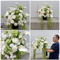 Arrangement de fleurs de mariage fait à la main Bouquet de lys calla artificiel blanc vert Rose hortensia 50cm pièce maîtresse de boule de fleur