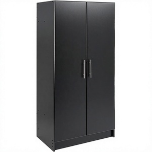 Armoire noire moderne en bois avec poignées pour chambre à coucher et appartement en location - Product Image 4