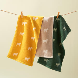 Serviette de bain pour enfants en jacquard dessin animé 25x50cm en coton pur doux et absorbant pour usage domestique Marron Jaune Vert - Product Image 3