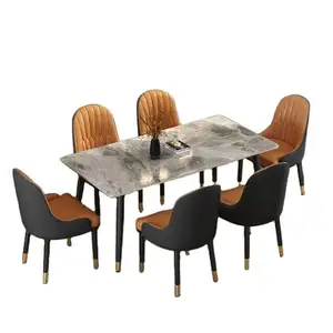 Penjualan terlaris harga yang baik Nordic Modern minimalis baru desain logam dasar segi enam untuk perabotan Hotel meja makan