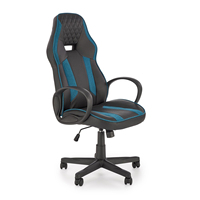 Chaise de bureau compacte de style gaming, noire et bleue, avec surpiqûres en losange, hauteur réglable, chaises ergonomiques avec surpiqûres en losange