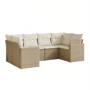 Ensemble de canapés de jardin en rotin beige réglable, mobilier d'extérieur au design contemporain avec coussins - Product Image 1