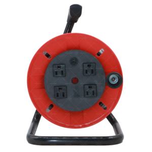 Enrollador de Cable Eléctrico Retráctil Linsheng de Alta Resistencia 14/3 SJTW de 50 Pies, Impermeable para Exteriores, con 4 Tomas de Corriente y Soporte Metálico - Product Image 3