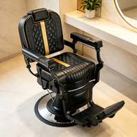 Fauteuils de salon modernes de luxe noirs en cuir PU et structure métallique, portables et écologiques pour salon de coiffure et usage commercial