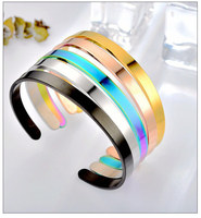 Brazalete Abierto de Acero Inoxidable CYNYA, 4mm 6mm 8mm, Brazalete Ajustable Liso para Mujeres y Hombres, Joyería de Moda