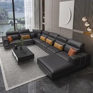 Set Sofa Modular persegi 7 8 tempat duduk, kain astetik kursi malas dengan kain teknologi tempat tidur Sofa ruang tamu