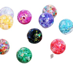 Kunsi 16 мм цветные блестки из смолы с прямыми отверстиями, бусины для волос, веревка для волос, цепочка для мобильного телефона, сумка, ручка из бисера - Product Image 5