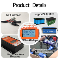 Contrôleur de charge solaire MPPT Boost 15A 24V-60V DC avec écran LCD, étanche et anti-poussière pour batteries au plomb/lithium, idéal pour le golf