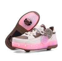 Chaussures à roulettes réglables à 2 roues pour enfants, prix d'usine en gros, chaussures de skate d'extérieur de haute qualité avec lumières LED clignotantes