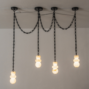 Modern Pendant Light Iron Alabaster Nordic Industrial Dining Room Chandelier Hotel Decor Cross-Border Stone <b>Hanging</b> - Product Image 3