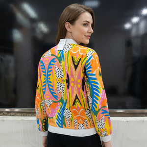 Batas de mujer estampadas de colores, informales, para primavera y verano, de manga larga, con cuello vuelto, de viscosa, con cremallera frontal, transpirables - Product Image 2