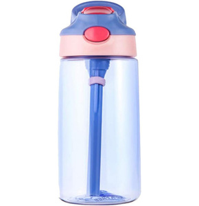 Bouteille d'eau portable en plastique de haute qualité 480 ml, écologique, avec paille et couvercle, sans BPA, style dessin animé, pour enfants, utilisation extérieure, compatible lave-vaisselle - Product Image 1