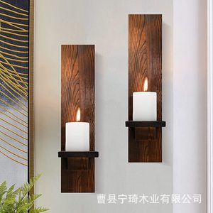 Home living room <b>wall</b>-mounted decorative <b>shelf</b> set, two-piece <b>wall</b>-mounted storage rack, cross-border <b>wall</b> <b>floating</b> wooden - Product Image 1