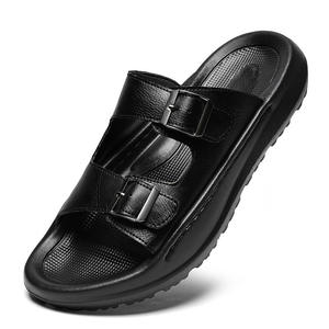 Sandalias de cuero genuino para hombre, estilo casual deportivo, para playa, resistentes al desgaste y antideslizantes, con una sola tira, para verano. - Product Image 2