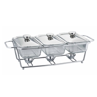 Hot Selling Multi-Style und Multi-Standard 1,5 l Glas Essen warmes Buffet Herd Luxus 3 Verbindungen Chafing Dish für Hochzeits feier
