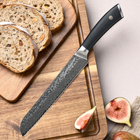 Couteau à pain et à gâteau dentelé de 8 pouces en acier Damas VG10 avec manche en bois Pakka – Couteau de cuisine professionnel