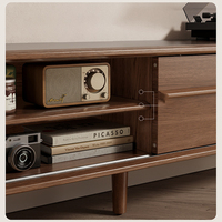 Meuble TV moderne en bois massif couleur noyer, console multimédia pour salon et salle à manger, centre de divertissement écologique