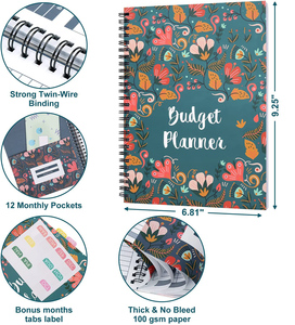 LABON Factory Price Monthly Financial Budget Planner Custom (undated) with 12 Pockets <strong>Diary</strong> Pu Leather Eco- Friendly Paper <strong>BP</strong>-02 - Product Image 3