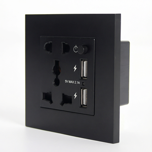 Enchufe de pared negro del Reino Unido de 13A con puerto de carga rápida USB Tipo-C de 18W, enchufe de carga rápida, interruptor de pared con 14 tomas. - Product Image 1