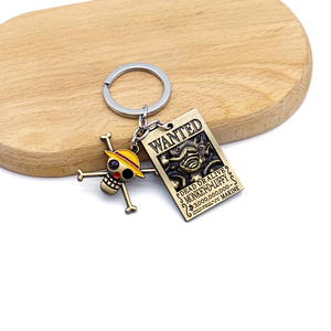 43 Design Anime Luffy Chapeau De Paille Pirates Antique Bronze Wanted Affiche Porte-clés Diable Fruit Pendentif Alliage Porte-clés - Product Image 4
