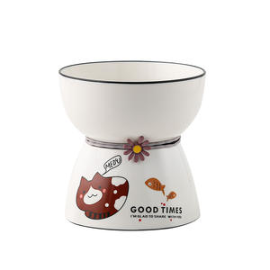 Pirinç tasarımı ile seramik çevre dostu su geçirmez sevimli kedi kase yüksek kase tek kase kapalı kullanım toptan - Product Image 5