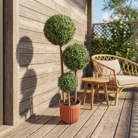Boule de topiaire artificielle verte anti-UV ignifuge de 90 cm en PE, écologique, sans entretien, moderne et luxueuse pour jardin