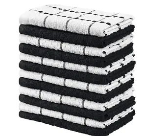 Classic Super Absorbent Machine Washable Kitchen Towels 100% Natural Cotton Dish Towels Reusable Cleaning Cloth