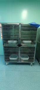 Cage pour chat robuste à 4 compartiments - Cage pour animaux de compagnie en acier inoxydable avec serrure et roues, enclos pour hôpital vétérinaire pour cliniques - Product Image 5