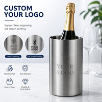Seau à glace isotherme double paroi en acier inoxydable 1,6 L avec couvercle et poignée renforcée, personnalisable avec logo, pour bar à domicile, restaurant, hôtel