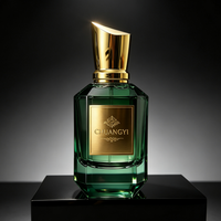 Flacon de parfum de luxe vert foncé à facettes, 30ml 50ml 100ml, avec capuchon doré, flacon pulvérisateur de parfum vide avec boîte cadeau, logo personnalisé, vente en gros