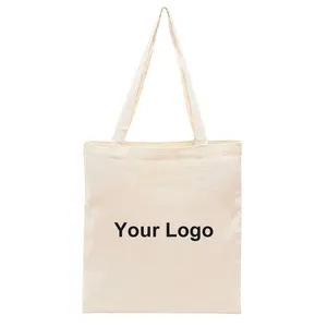 Bolsa de lona de compras de algodón reutilizable ecológica de gran oferta con logotipo impreso personalizado