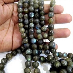Cuentas redondas lisas de labradorita natural genuina, tamaño 9-10 mm, hebra de 8 pulgadas de largo - Product Image 1