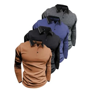 เสื้อโปโลผู้ชายผ้าถักน้ำหนักปานกลาง 200 กรัม แบบกำหนดเอง รับผลิตแบบ OEM ODM เสื้อยืดแขนยาวมีปก แบรนด์ส่วนตัว - Product Image 2
