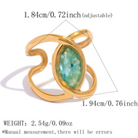 Bague ouverte en acier inoxydable étanche avec revêtement PVD or 18 carats, double bande entrelacée et incrustation de coquillage écrasé, bijou statement pour femme Q250