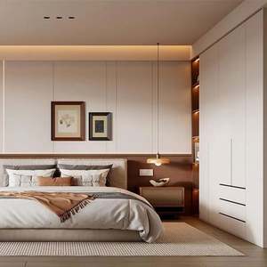 Armoire moderne en bois massif sur mesure, portes coulissantes, fournisseur de qualité supérieure, meubles de chambre durables pour hôtels, villas, placage de bois - Product Image 6