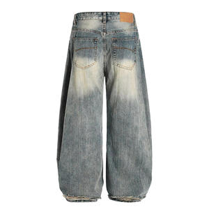 Jeans de Mezclilla para Hombre, Calidad Premium, Estilo Baggy, Color Sólido, Tejido ODM, Lavado a la Piedra, Diseño Retro, Pantalones de Mezclilla para Hombre - Product Image 4
