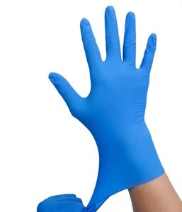 Gants en <span class=keywords><strong>nitrile</strong></span> jetables bleus sans poudre, 100 pièces par boîte, 3/4 mil, bouts des doigts texturés, usage industriel, transformation alimentaire - Product Image 2