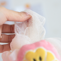 GLOWAY Pouf de bain 40G en maille douce et sûre pour enfants, éponge de bain et de douche avec dessin animé.