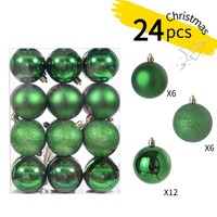 Boules de Noël décoratives 24 pièces 3 cm en plastique vert pour sapin de Noël, fenêtre, maison, fête, décoration de table