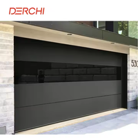DERCHI, fabricant de premier plan, porte de garage sectionnelle automatique en aluminium, verre trempé, plexiglas, acier, vue complète