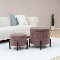 Chaise pouf de rangement ronde en gros Bailey Factory avec pieds en métal Lot de 2 poufs pour le salon