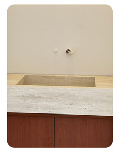 Meuble de salle de bain avec vasque intégrée en ardoise travertin, combinaison pour hôtel et B&B - Product Image 6