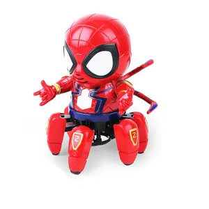 最新有趣的电动六足蜘蛛音乐舞蹈英雄机器人玩具智能儿童舞蹈机器人玩具