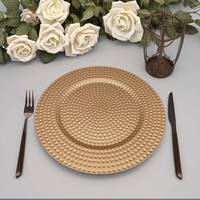 Assiette de présentation ronde en plastique de 13 pouces, motif végétal, design classique peint à la main, pour mariages, anniversaires, décoration de table