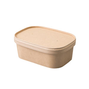 Boîte rectangulaire carrée en papier kraft jetable boîte à lunch à emporter bol d'emballage de salade verte avec couvercle. - Product Image 6