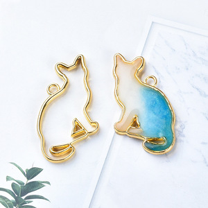 <b>Gold</b> Alloy Cat Resin <b>Frame</b> Pendant Keychain DIY Jewelry Accessory 4Pcs Ocean Edition 5Pcs Animal Shape - Product Image 5