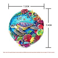 Aimant de réfrigérateur 3D personnalisé en résine, tortue marine tropicale Art Déco, corail, pour la plage, les îles et les voyages