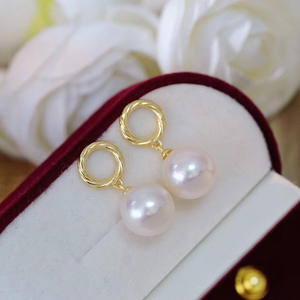 S925 Silver DIY Pearl Accessories Empty Tray with 8-12mm Round Beads <b>Fashion</b> <b>Drop</b> <b>Earrings</b> 22035 - Product Image 2