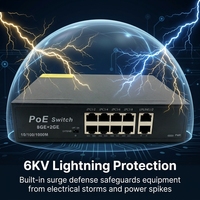 Switch PoE AI de 8 Puertos Gigabit 10/100/1000Mbps, 2 Puertos Uplink RJ45, Protección contra Rayos de 6KV, Extensión de 100m, Watchdog, 22Gbps, IEEE 802.3af/at, IP QoS