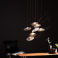 Lustre personnalisé Firelux pour villa de grande taille, motif tissu hôtelier avec boule lumineuse, style branche